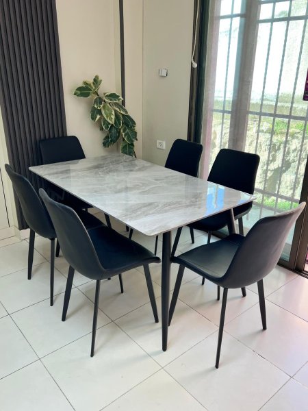 طاولة شايش سكني مع 6 كراسي اسود