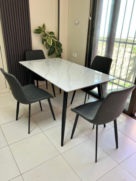 طاولة شايش " ماربل خفيف " 4 كراسي (101)