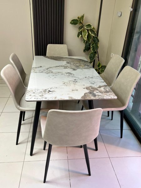 طاولة شايش "ماربل تقيل " 6 كراسي (101)